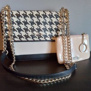 ♠ Kate Spade Remi Houndstooth Crossbody + Cream Bow-Tie Coin Purse